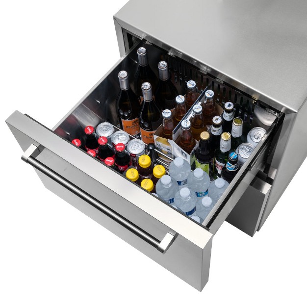 4 0 Cu Ft Dual Drawer Commercial Grade Wine And Beverage Fridge Stainless Steel Built in Design Weatherproof And Outdoor Rated