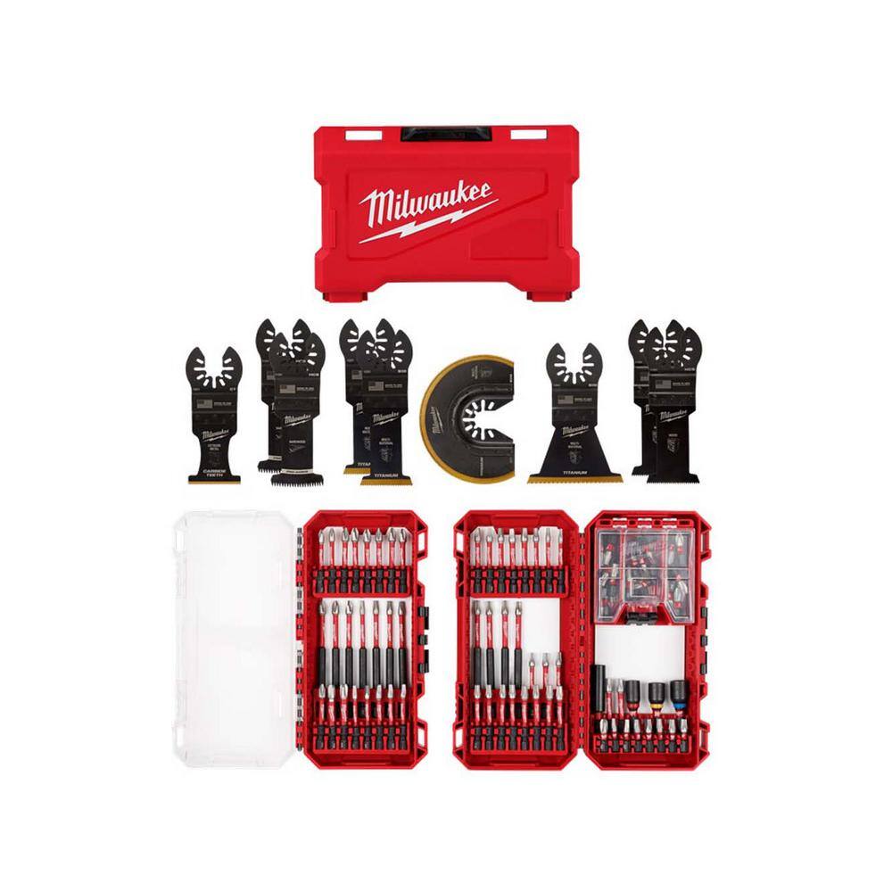 MW SHOCKWAVE Impact-Duty Alloy Steel Drill and Screw Driver Bit Set with Multi-Tool Blade Set (109-Piece) 49-10-9113-48-32-5150