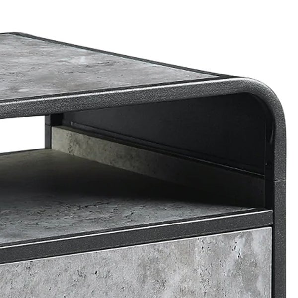 Ish 22 Inch Modern Wood End Table， 1 Drawer， Metal Handles， Gray ， Black