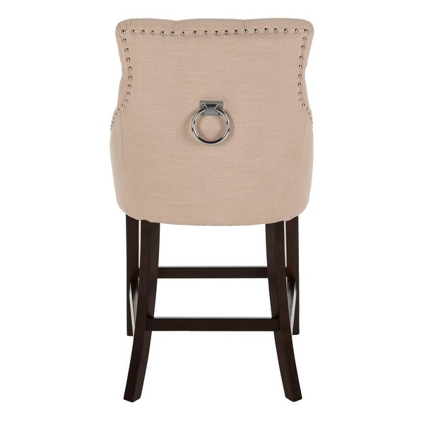 SAFAVIEH 26- Inch Eleni Beige/ Espresso Tufted Counter Stool (Set of 2) - 22.5