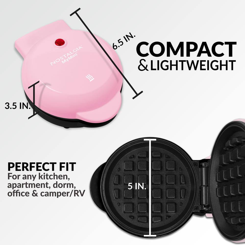 Nostalgia Personal Pink Electric Waffle Maker NMWF5PK