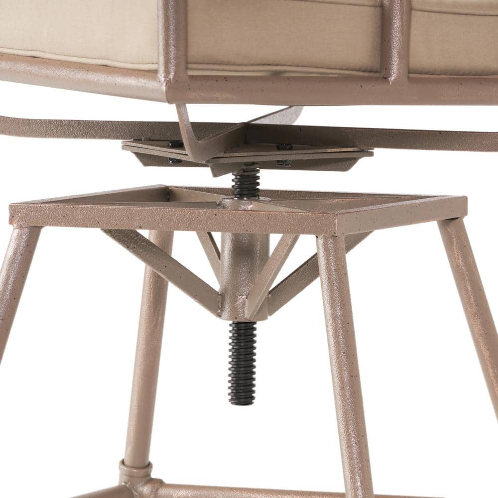 Noble House Jacoby Swivel Metal Outdoor Bar Stool with Gray Cushion 1146