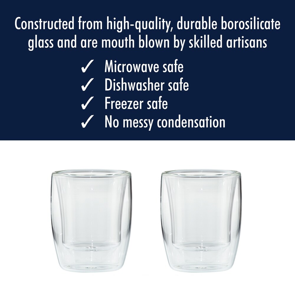 Henckels Cafe Roma 2 pc Double Wall Glassware 3oz. Espresso Glass Set   Clear