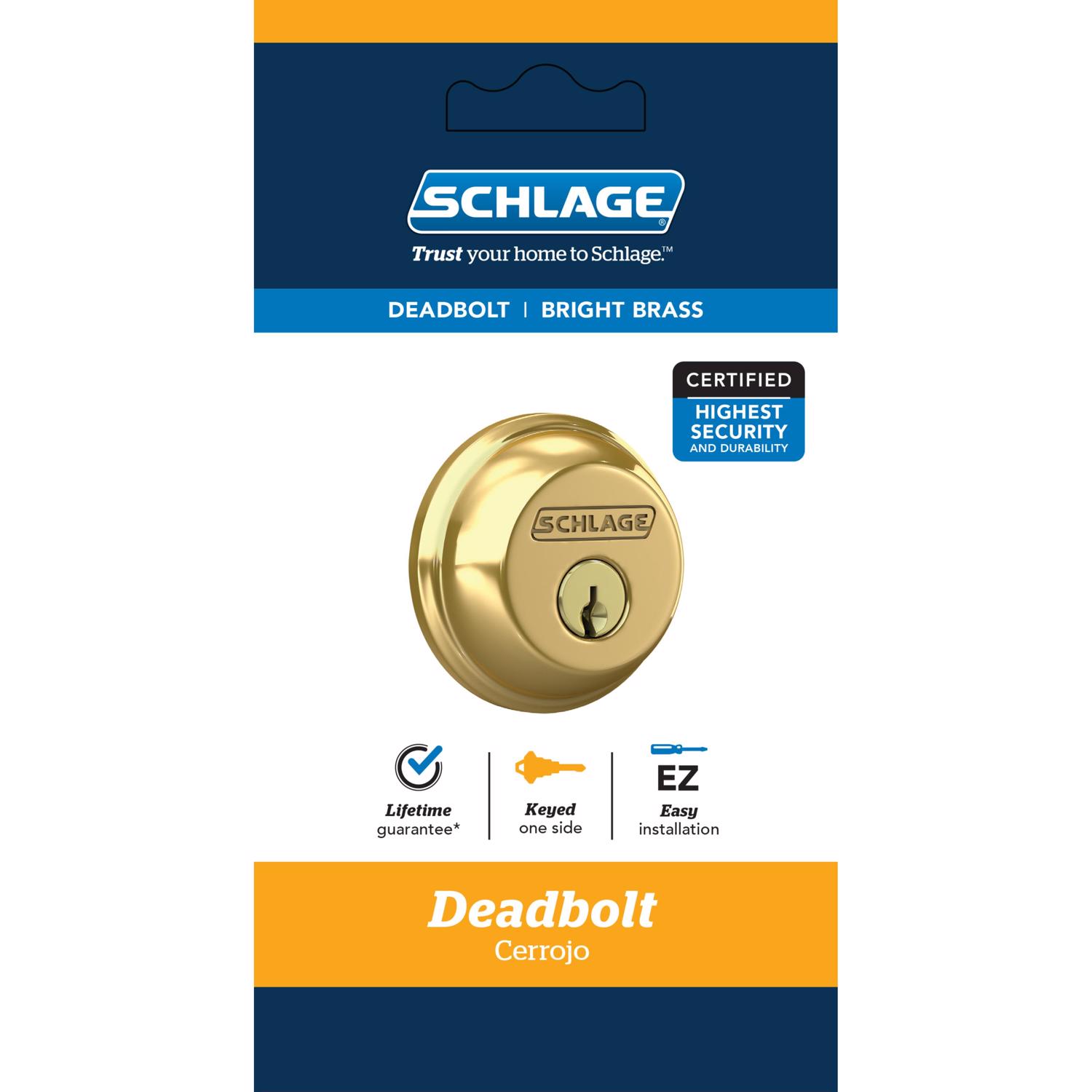 Schlage Bright Brass Zinc Single Cylinder Deadbolt