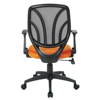 Office Star Products Orange Mesh Screen Back Chair with Flip Arms and Silver Accents EM69202N-18