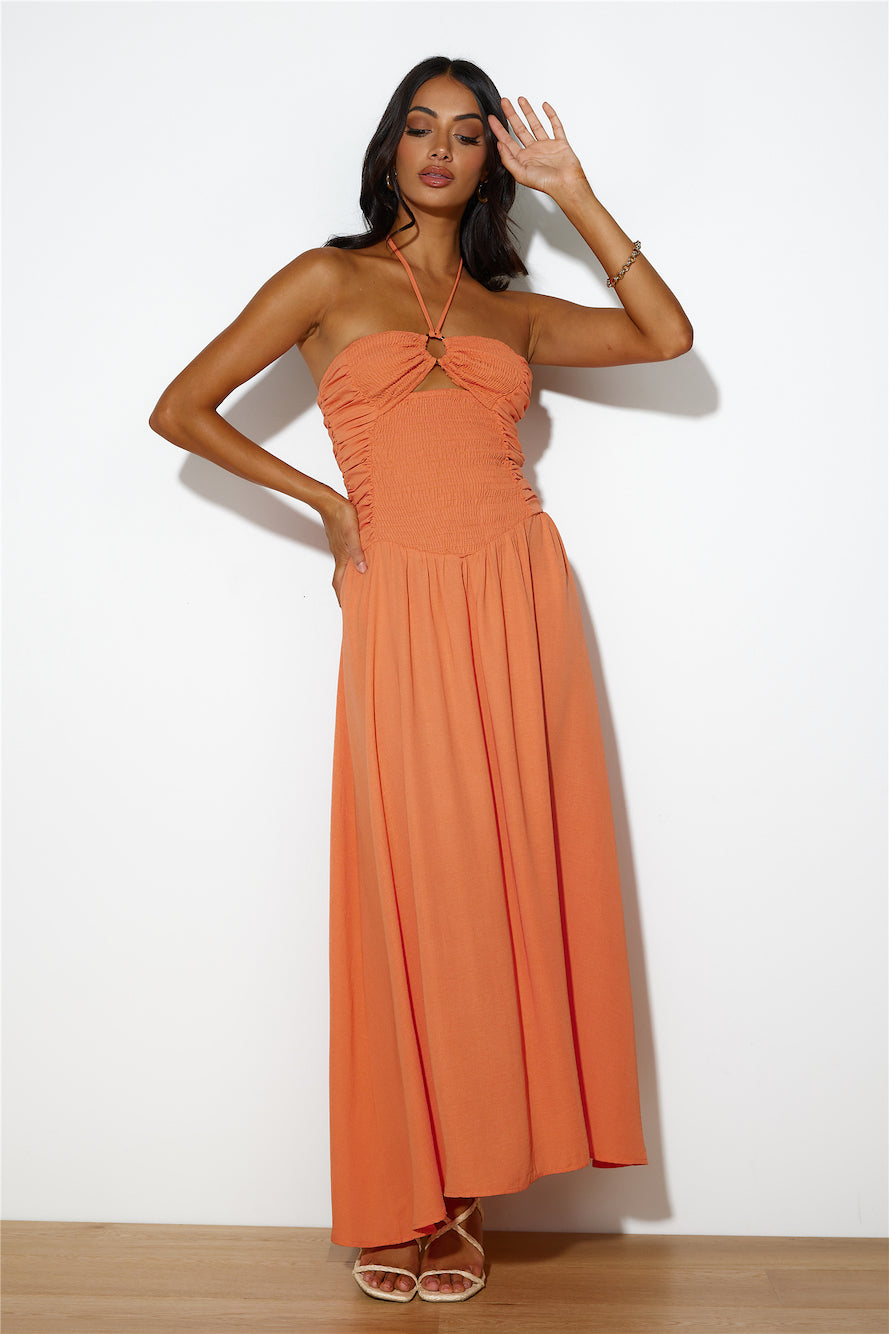 Go Back In Time Maxi Dress Orange