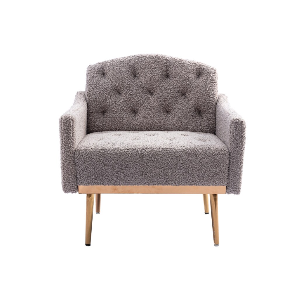 Grey Teddy Accent Chair leisure single sofa with Rose Golden feet   32.28'' H x 31.10” W x 25.29'' L