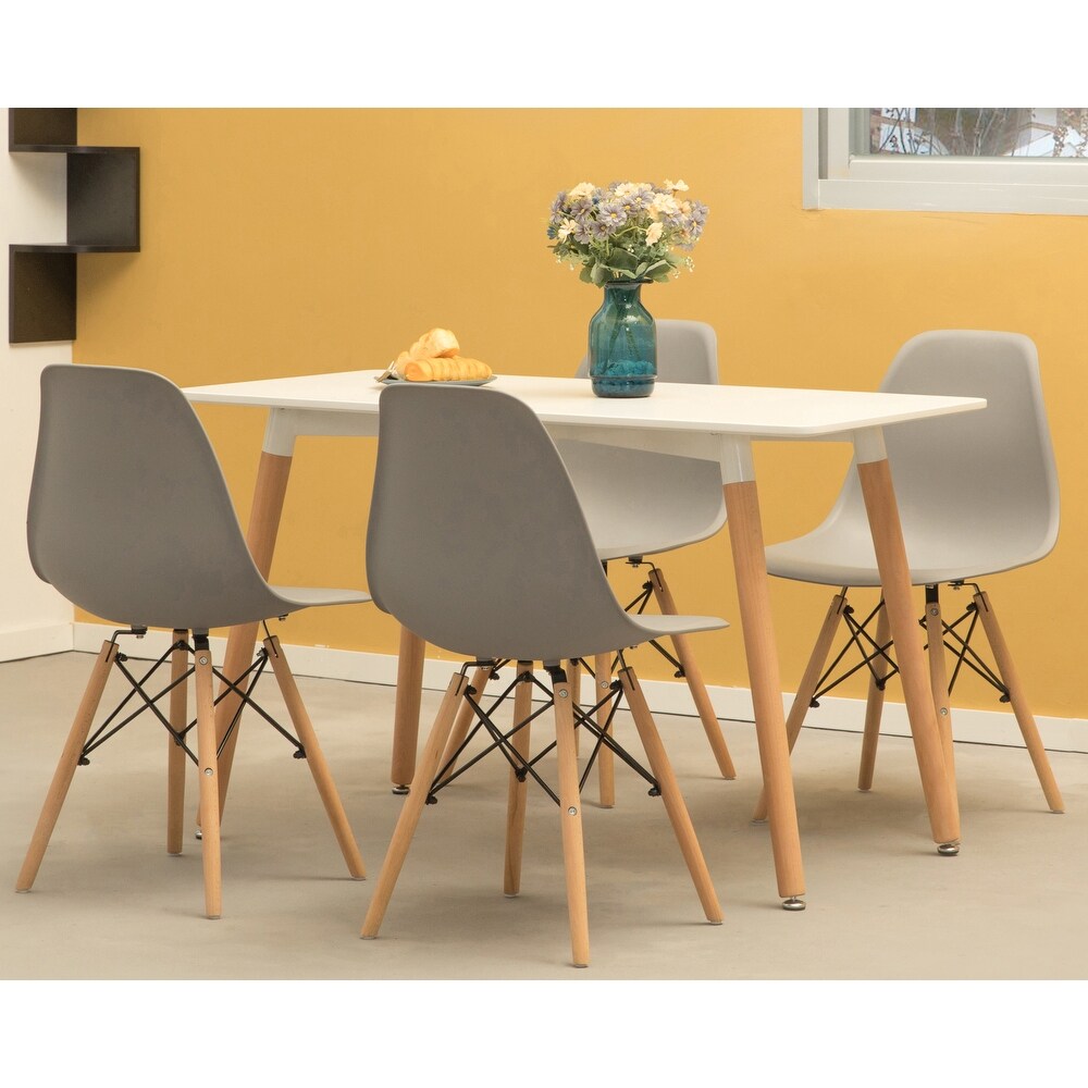 4 Ft. Dining Table with White Tabletop and Solid Beech Wood Legs