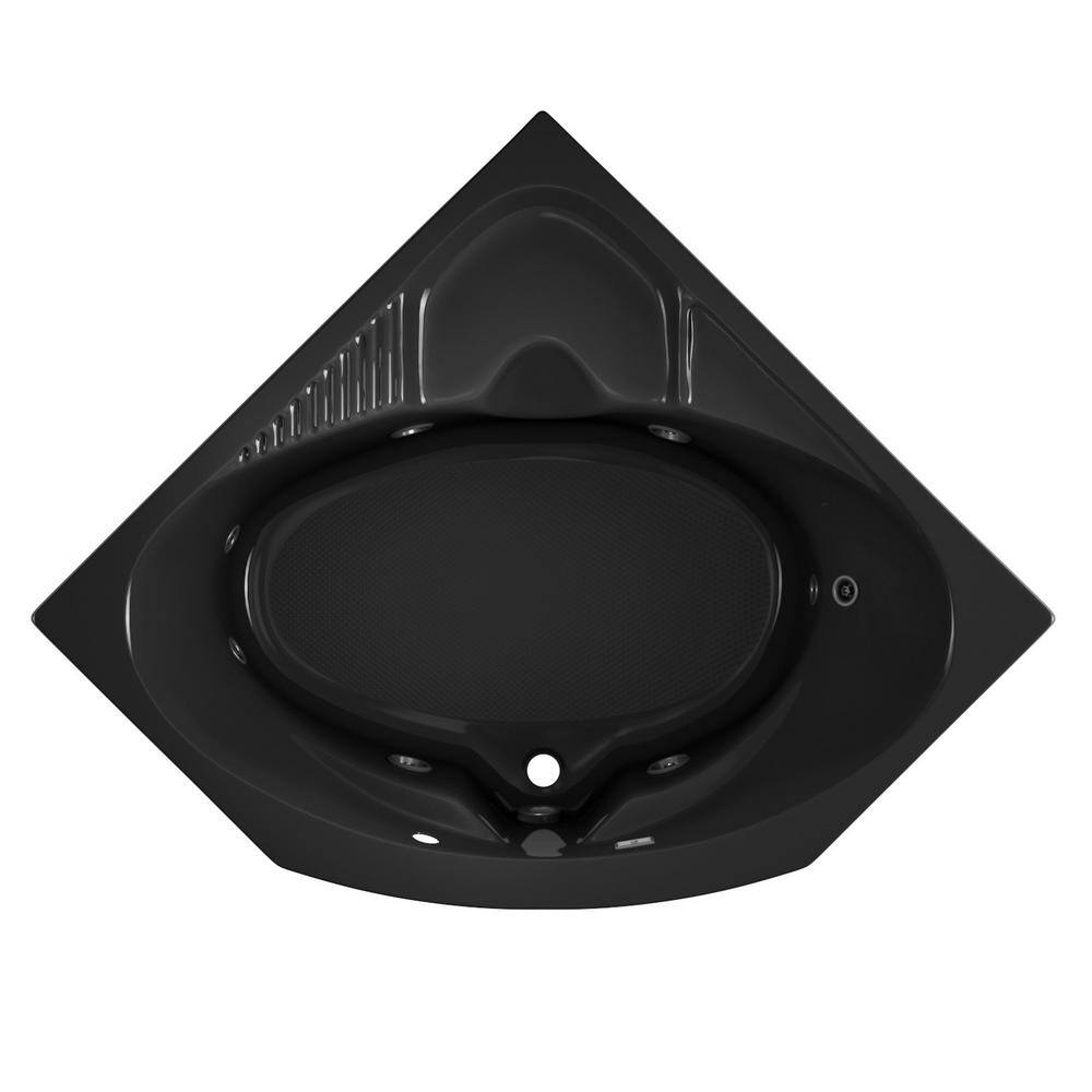 JACUZZI CAPELLA 55 in. Acrylic Neo Angle Corner Drop-In Whirlpool Bathtub in Black CAP5555WCR2XXB