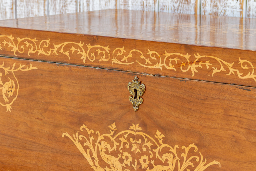 Large Walnut Marquetry Inlay Chest   Victorian   Accent Chests And Cabinets   by De cor  Houzz