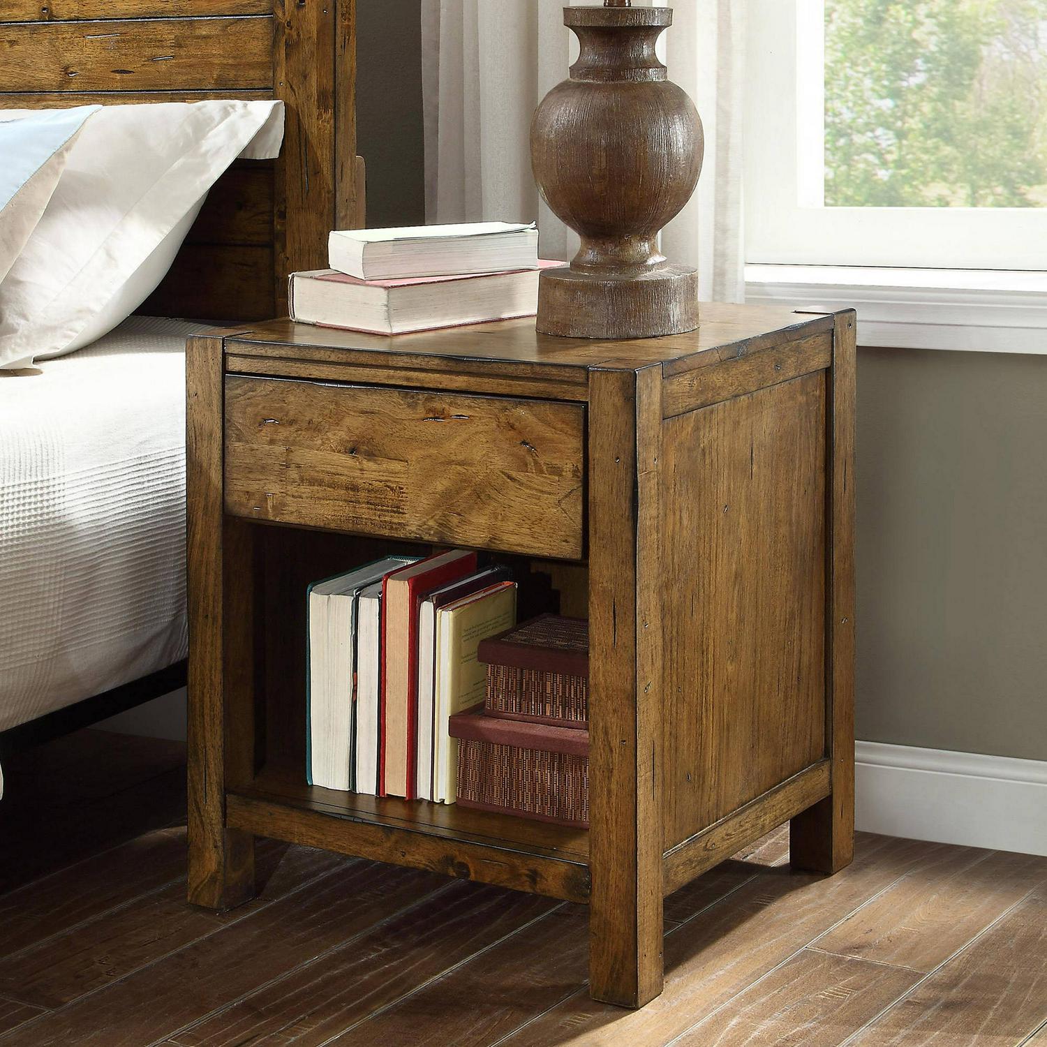 Better Homes and Gardens Bryant Nightstand， Rustic Maple Brown Finish