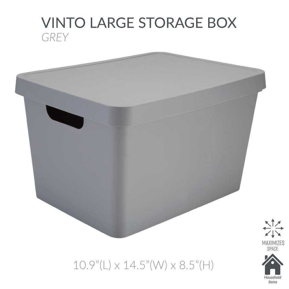 SIMPLIFY 8.58 in. H x 14.57 in. W x 10.91 in. D Gray Plastic Cube Storage Bin 25925-GREY