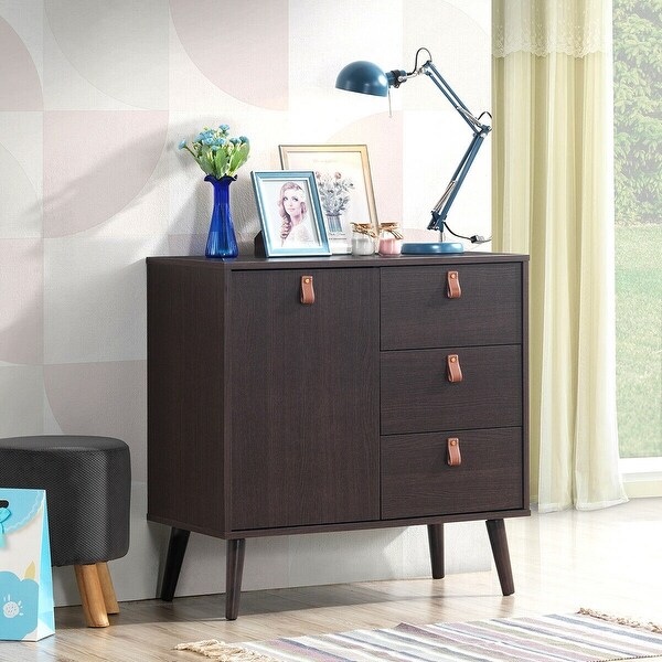 3-drawer Sideboard Storage Display Cabinet-Brown - 31.5