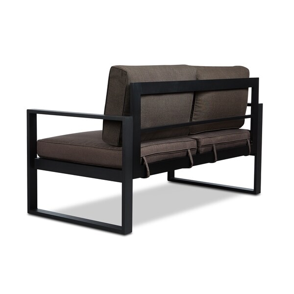 Baltic Outdoor Love Seat in Black by Real Flame