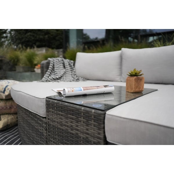 4-piece Patio Wicker Daybed Set with Side Table - Overstock - 19209038