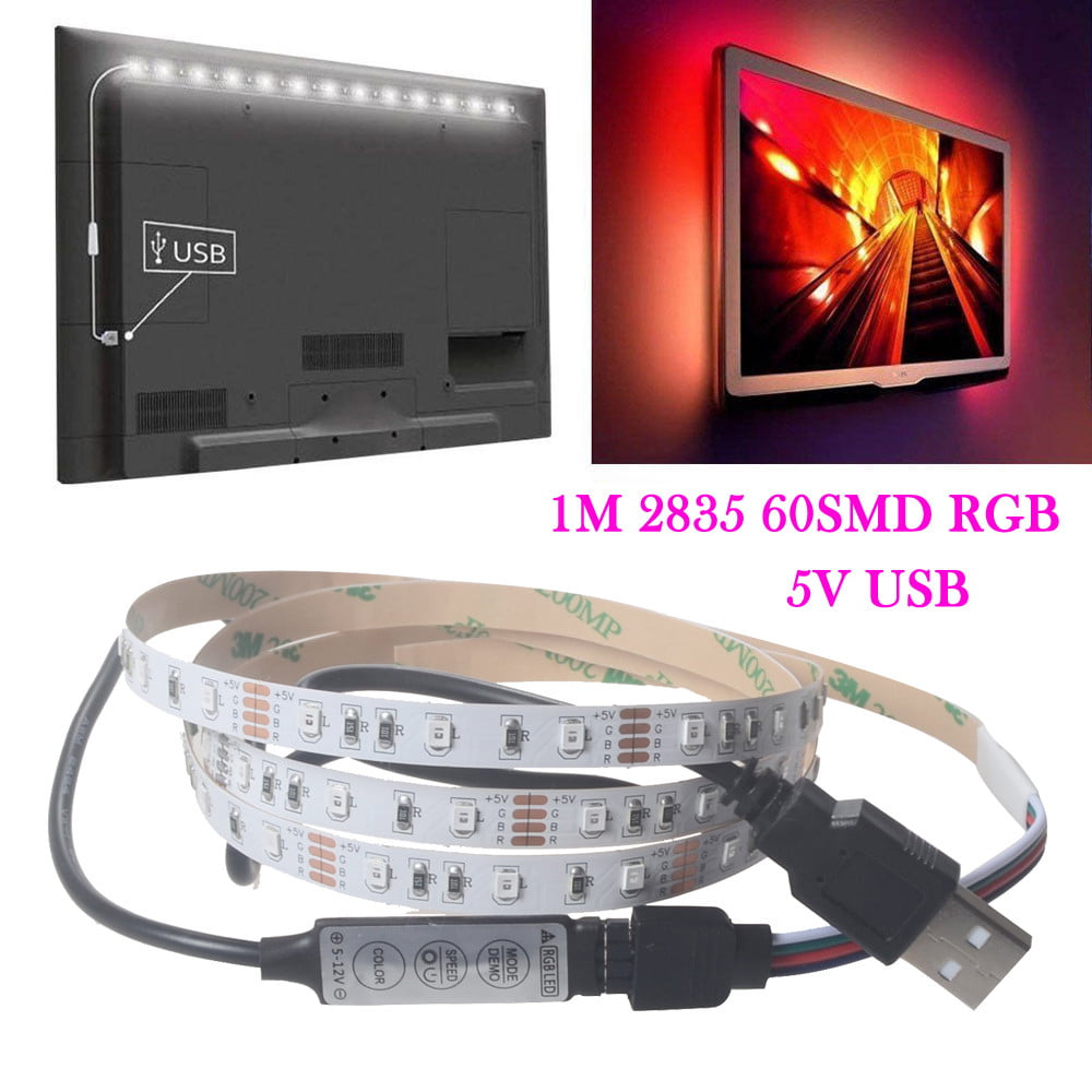 5V 2835 60SMD 100CM RGB LED Strip Light Bar TV Back Lighting Kit Led lights for bedroom outdoor floor lamp pendant DIY Wedding Party Bedroom Terrace(Multicolor)