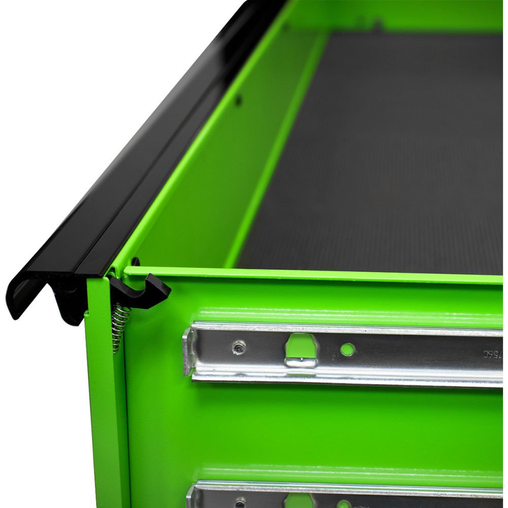 Extreme Tools 72 Green Roller Cabinet with Black Drawer Pulls