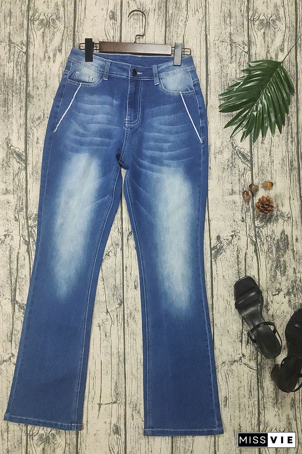 Dark Blue Straight Wash Jeans Pants