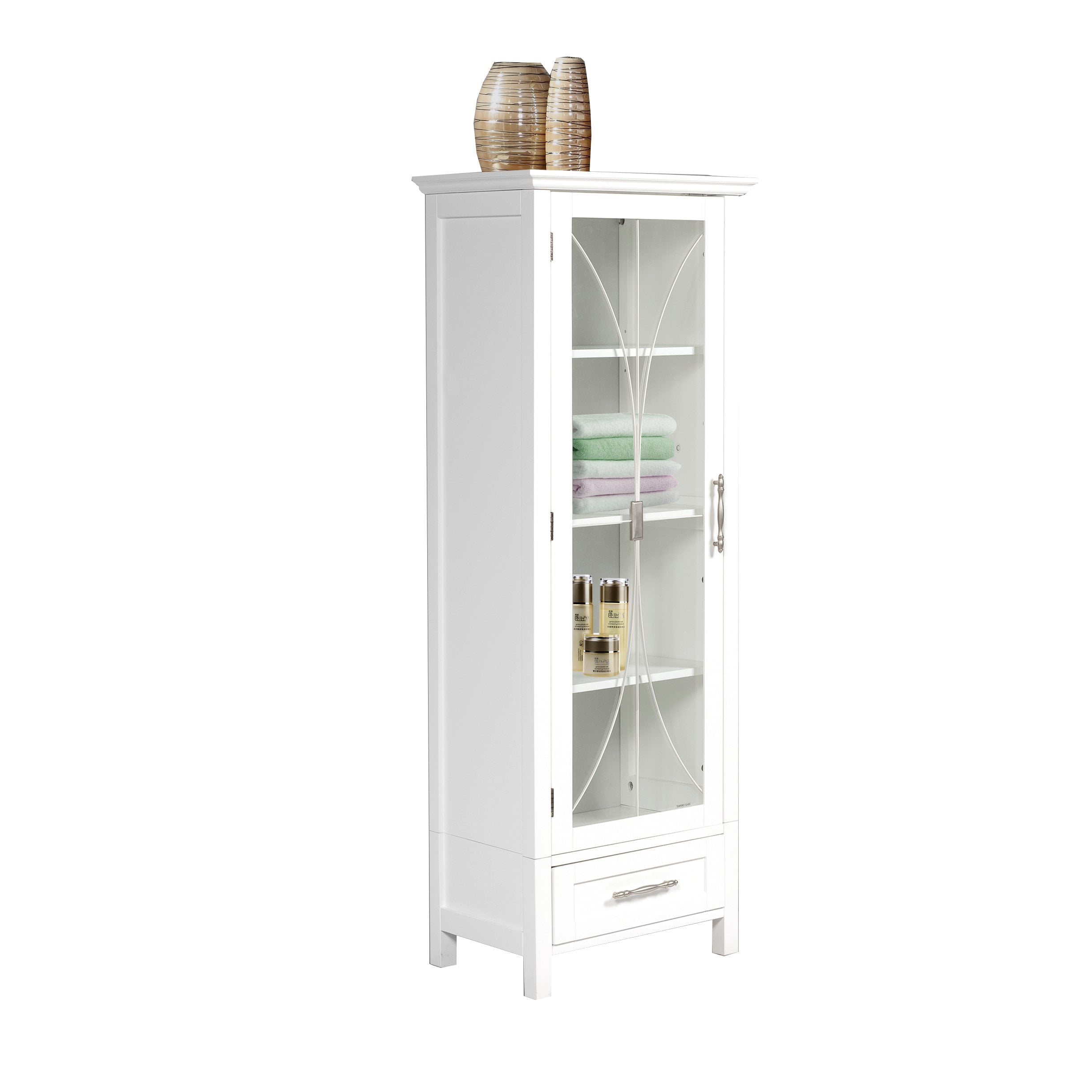 Teamson Home Delaney Wooden Linen Cabinet with Drawer, White