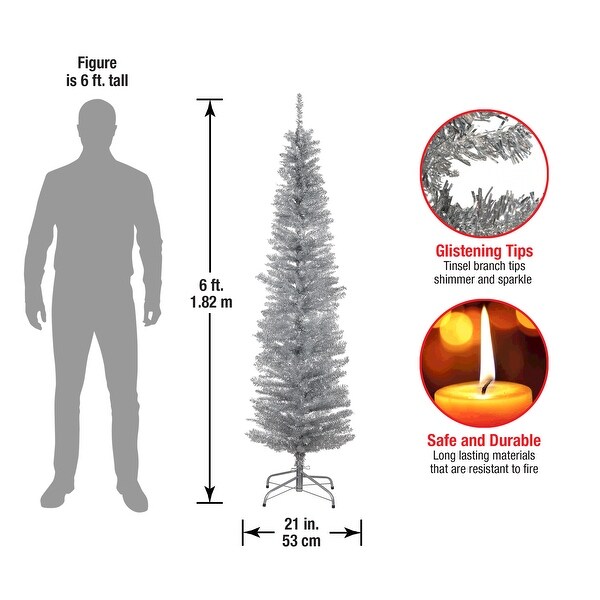 National Tree Company 6 ft. Silver Tinsel ree