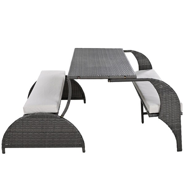 Roomfitters Versatile Outdoor Loveseat Converts to Four Seats and a Table，Durable Design，Ideal for Gardens，Lawns，Patio