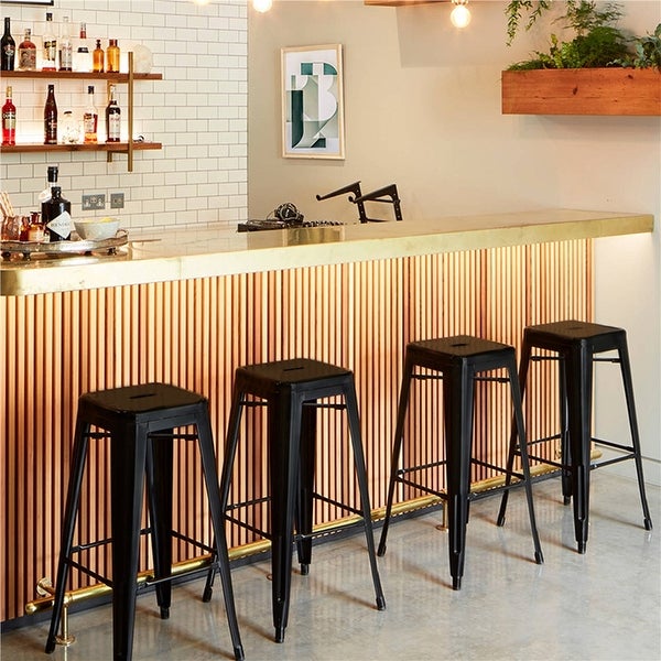 Yaheetech Metal Bar Stools，Set of 4， Vintage Counter Bar Stool