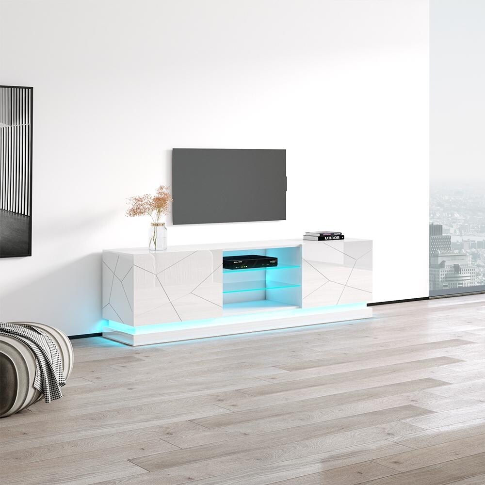 Qiu Modern Glossy White 63  OR 79 inch TV Console