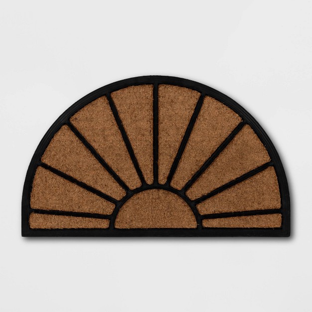 Half Moon Rubber Coir Doormat Black