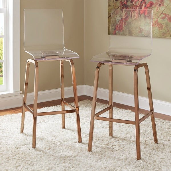 Acrylic and Chrome Swivel Stool， Set of Two， Bar Height