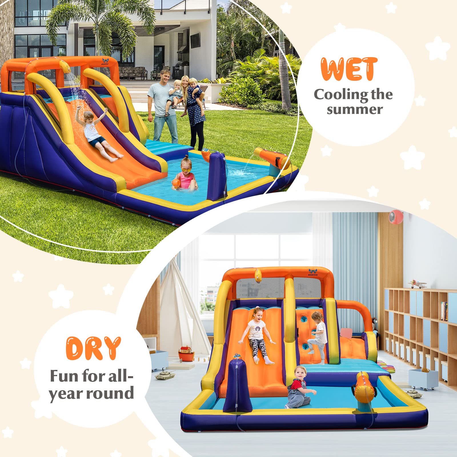 Costzon Inflatable Water Slide, 7-in-1 Kids Giant Water Park