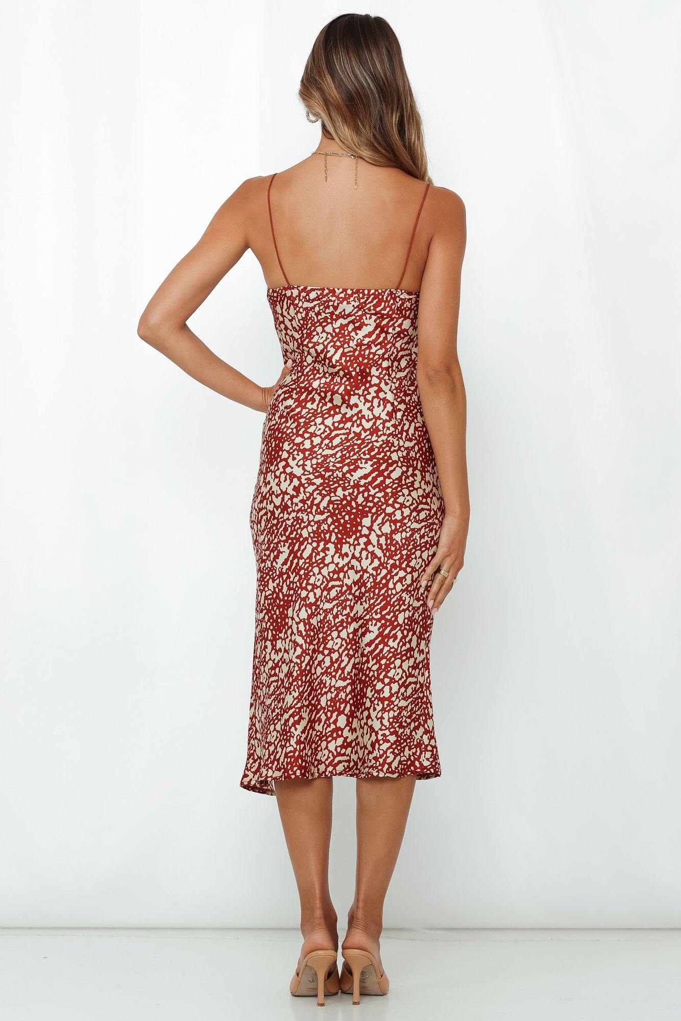 Crowd Dispersed Midi Dress Red