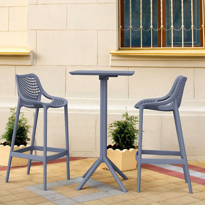 3-Piece Gray Folding Outdoor Patio Bar Set 42.5