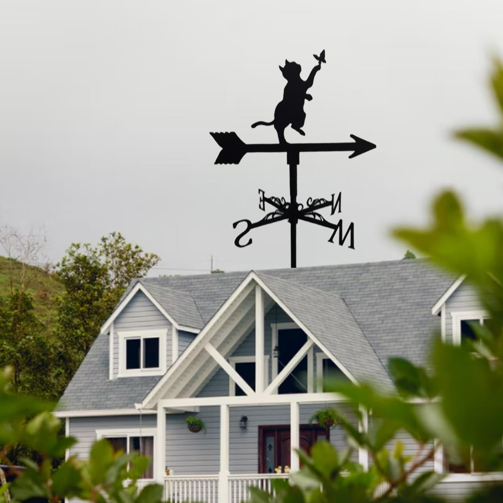 Cat Weathervane Roof Mount Weather Vane Outdoor Scene Ornament 23'' Tall