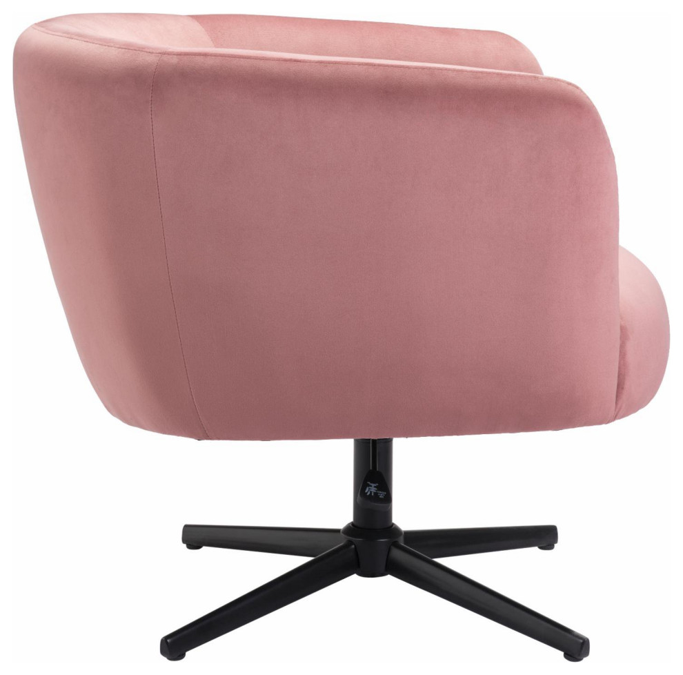 Swiveling Accent Chair  Pink Velvet Seat With Rounded Back  ampAdjustable Height   Contemporary   Armchairs And Accent Chairs   by Decor Love  Houzz