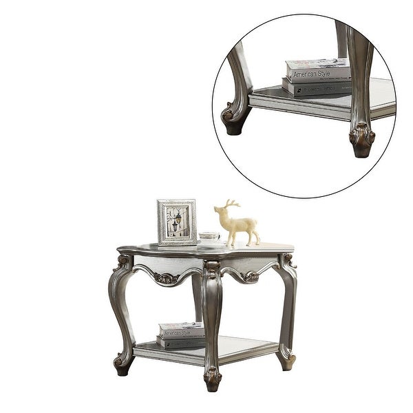 Square Wood End Table in Antique Platinum