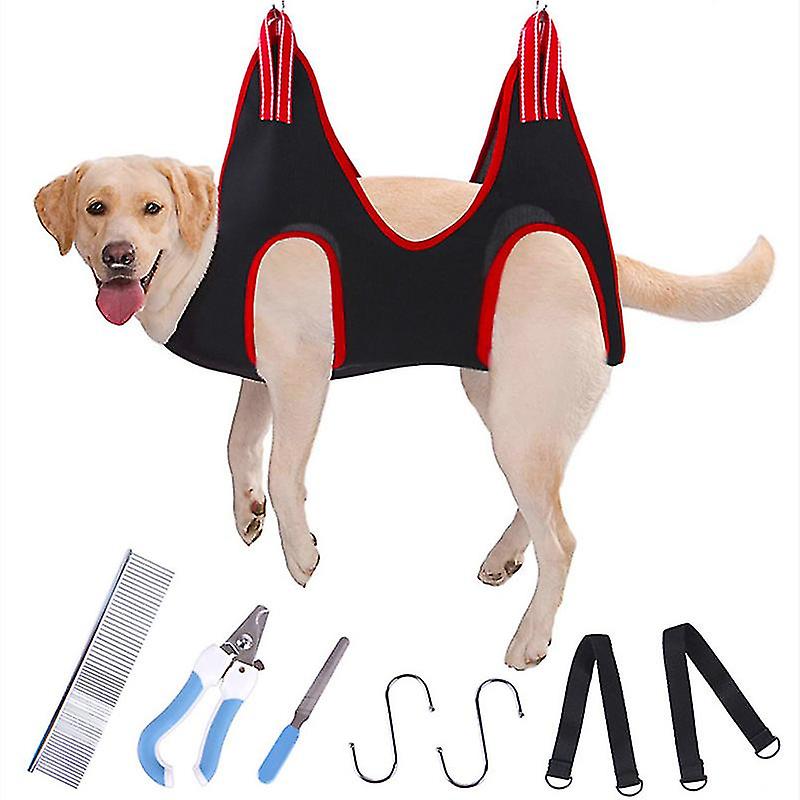 Mimigo Pet Dog Grooming Hammock Harness With Nail Clippers， Trimmer， Nail File， Comb，breathable Dog Hammock Restraint Bag， Dog Grooming Sling Helper F