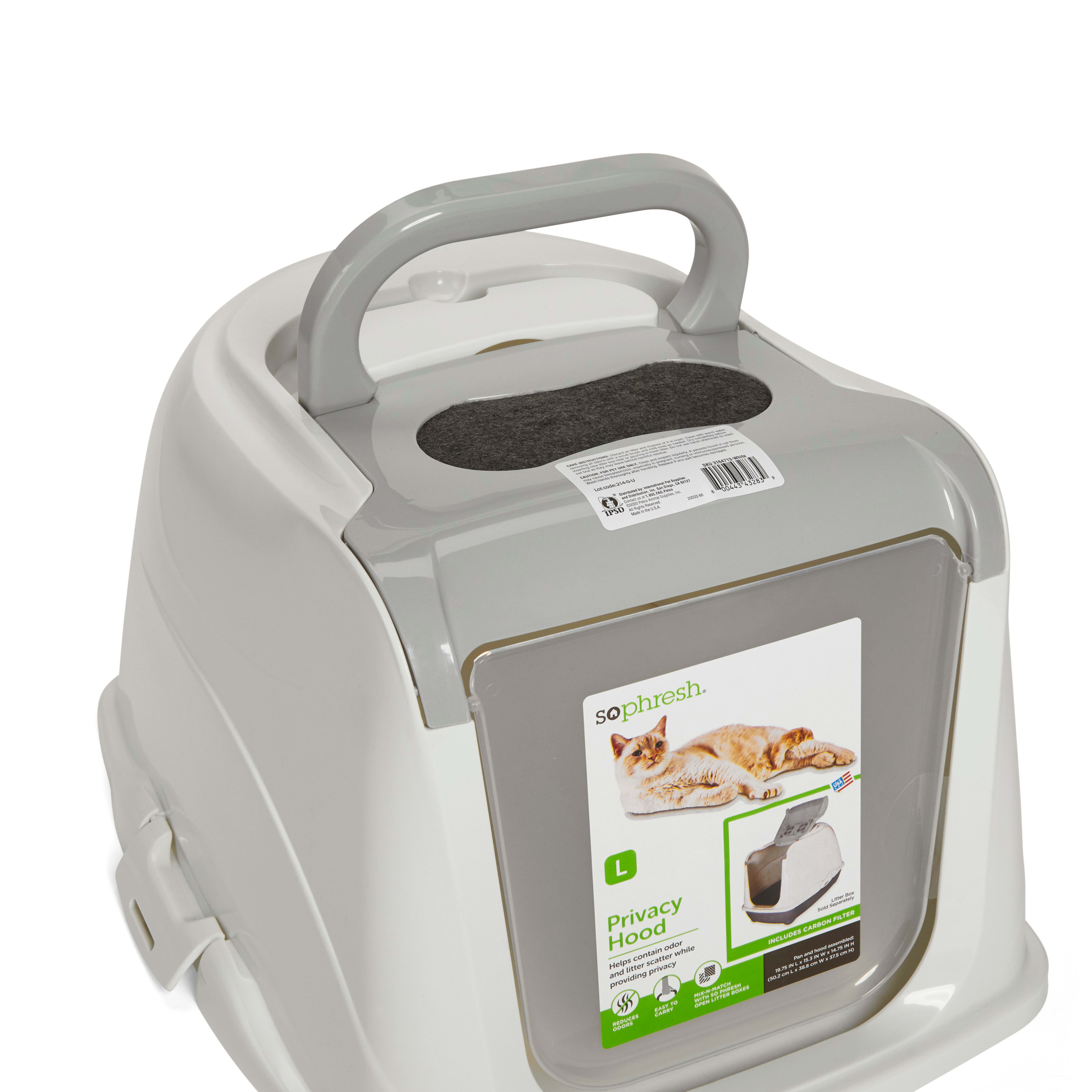 SO PHRESH White Flip Top Cat Litter Box Hood， 19.7