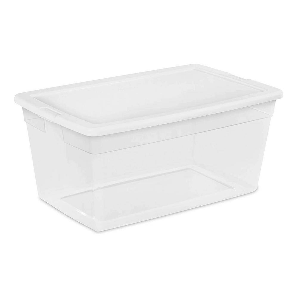 Sterilite 90-Quart Storage Box with Clear Base and White Lid (8 Pack) 16668004 8 x 16668004