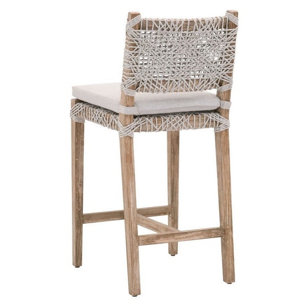 Interwined Rope Design Counter Stool with Removable Seat Cushion， Gray - 40 H x 18 W x 20 L Inches