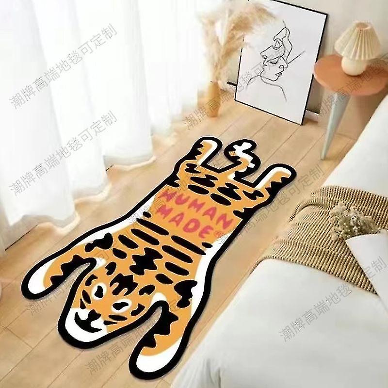 Born Pretty Human Made Rug Cartoon Tiger Lounge Rug Human Made Tiger Irregular Carpet Luxury Bedroom Bedside Carpet Living Room Home Decor