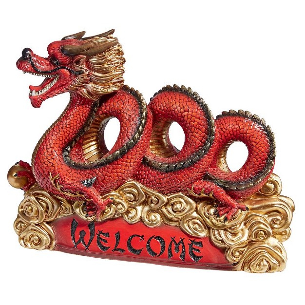 Design Toscano Asian Zen Dragon Garden Welcome Statue Multicolored