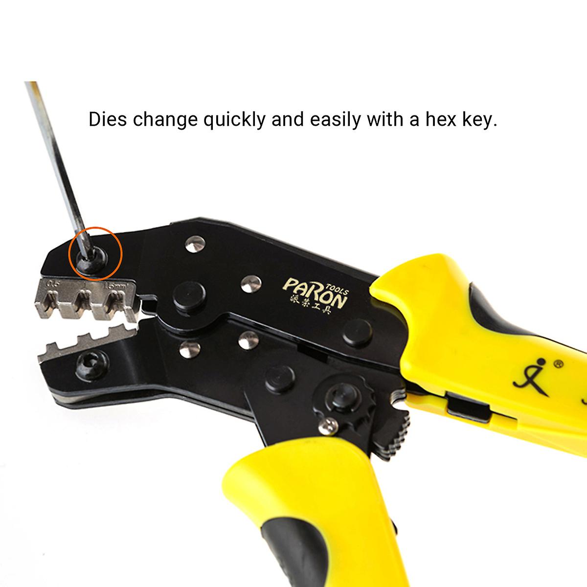 Paron Professional 4 In 1 Wire Crimper Engineering Ratcheting Terminal Crimping Pliers Bootlace Ferrule Crimper Tool Cord End Terminals With Wire Stri