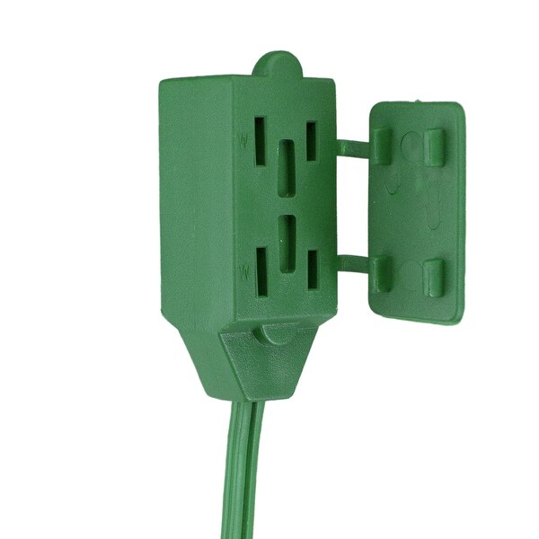 15' Green Indoor Power Extension Cord with 3Outlets and Foot Switch