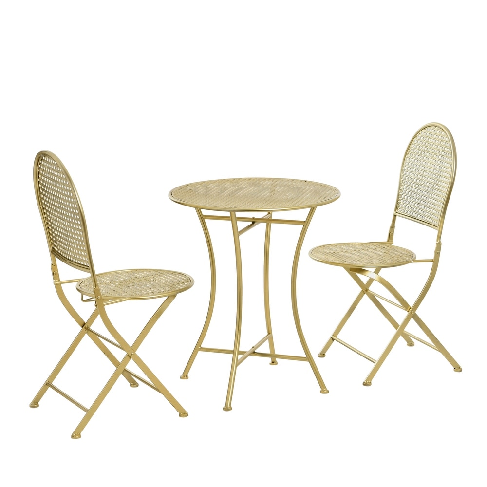 Outdoor Bistro Patio Set with Table and 2 Folding Chairs