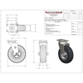 SNAP-LOC Air-Ride 6 in. Pneumatic Swivel Plate Caster with 300 lbs. Load Rating SLAC6ARS