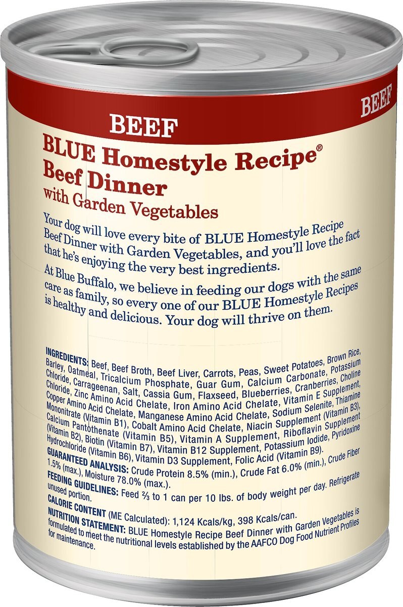 Blue Buffalo Homestyle Recipe Beef Dinner with Garden Vegetables and Sweet Potatoes Canned Dog Food