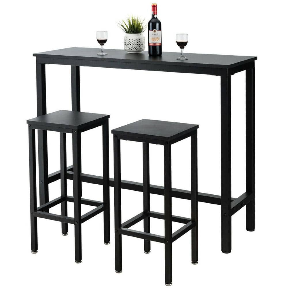 Boyel Living Black 3-Piece Bar Dining Table with Stools HYSN-65793BK