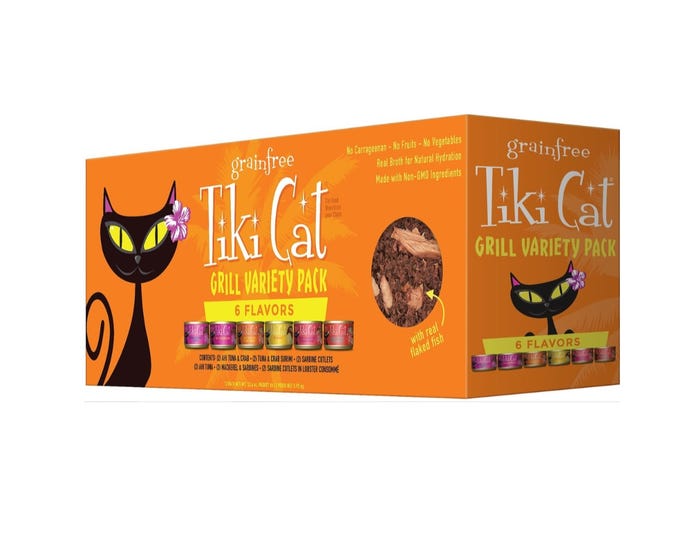 Tiki Cat Grill Wet Cat Food， Variety Pack， 6 oz. Cans， 8 Count