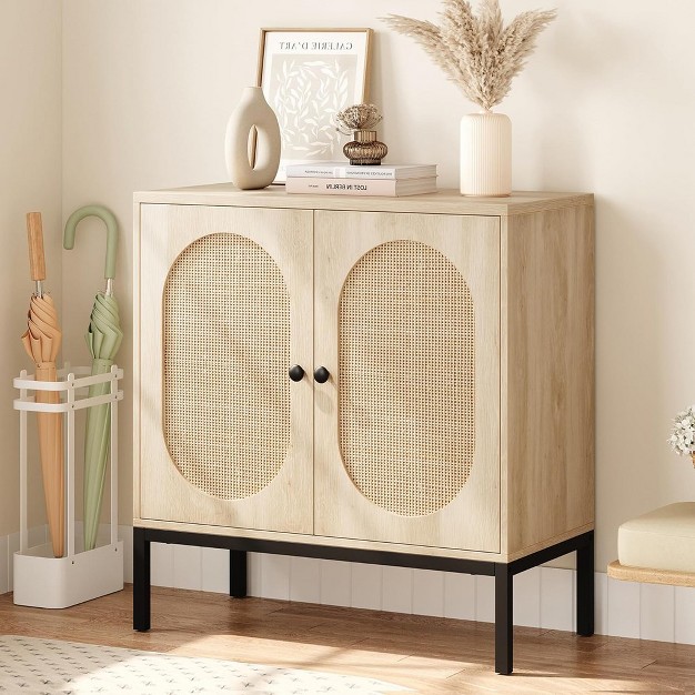 Trinity Buffet Cabinet Rattan Storage Cabinet With Doors And Shelves Wood Console Cabinet With Storage Entryway Cabinet For Living Room