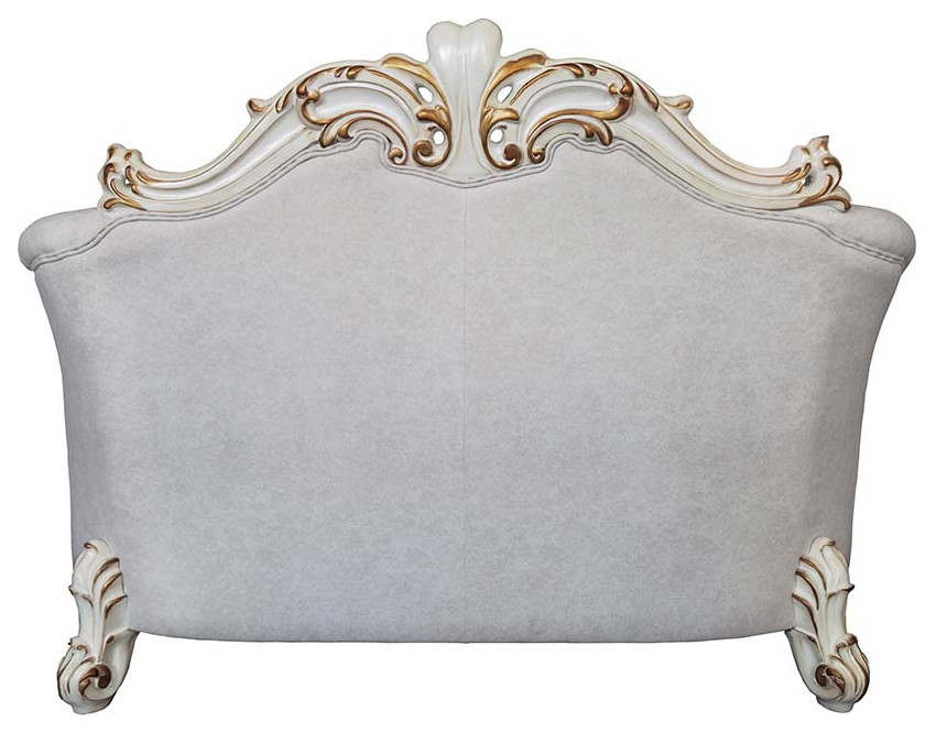 Acme Vendome II Loveseat With 4 Pillows Two Tone Ivory Fabric and Antique Pearl   Victorian   Loveseats   by AMOC  Houzz